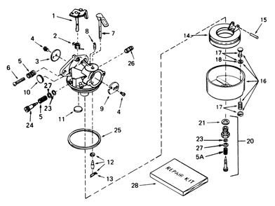 Carburetor Tecumseh No. 632334a Diagram and Parts List for 38574 1000001 - 1999999 Toro Snow Blower