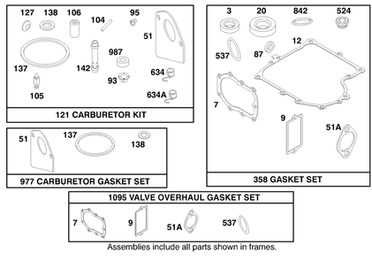 Engine Briggs & Stratton Model 283707-1156-E1 Diagram and Parts List for 71201 8900001 - 8999999 Toro Lawn Tractor