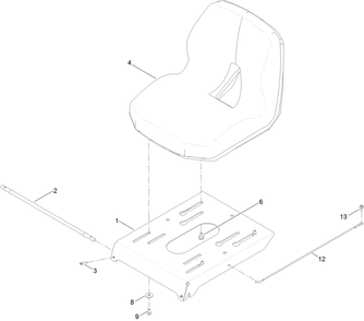 Seat Pan Assembly Diagram and Parts List for 75746TA 410040000 - 411599999 Toro Lawn Tractor