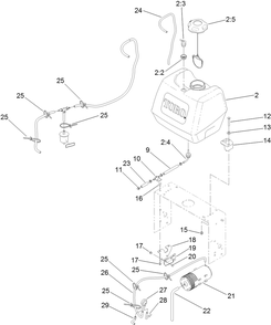 Fuel System Assembly Diagram and Parts List for 39638 405700000-410299999 Toro Lawn Mower