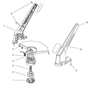 Motor & Housing Assembly Diagram and Parts List for 51324 89000001 - 89999999 Toro Trimmer