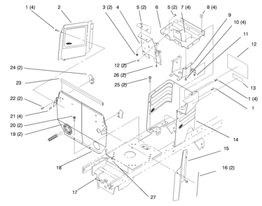 Hoodstand And Firewall Diagram and Parts List for 72104 8900001 - 8900599 Toro Lawn Tractor
