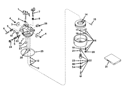 Carburetor Model No. 631115 Parts List Diagram and Parts List for 23301 1000001 - 1999999 Toro Lawn Mower