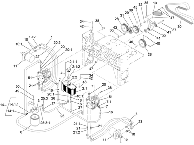 Hydraulic Assembly Diagram and Parts List for 74291 (290000001-290999999)(2009) Toro Lawn Mower