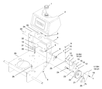 Fuel Tank And Idler Bracket Asm Diagram and Parts List for 30167 790001 - 799999 Toro Lawn Tractor Accessories