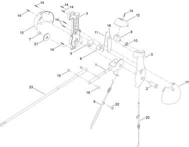 Chute Control Assembly Diagram and Parts List for 31875 413000000 - 414119399 Toro Snow Blower