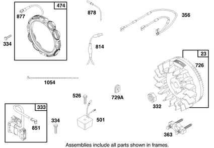 Engine Briggs & Stratton Model 303776-1188-A1 Diagram and Parts List for 30182 690001 - 699999 Toro Lawn Tractor Accessories