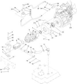 Tandem Pump And Gear Pump Assembly Diagram and Parts List for 22328HD 403100000 - 404356213 Toro Lawn Tractor Accessories