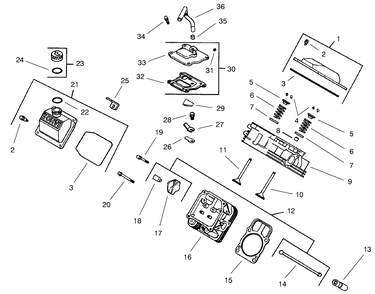 Group 4-Head/Valve/Breather (Model 73471 Only) Diagram and Parts List for 73471 9900001 - 9999999 Toro Lawn Tractor