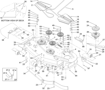 Deck Assembly Diagram and Parts List for 74265TE (314000001-314999999)(2014) Toro Lawn Mower