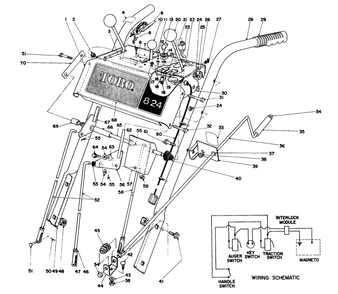 Handle Assembly Diagram and Parts List for 38080 4000001 - 4999999 Toro Snow Blower