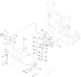 Fuel Tank And Carbon Canister Assembly Diagram and Parts List for 22342HA 400000000 - 411759999 Toro Lawn Tractor Accessories
