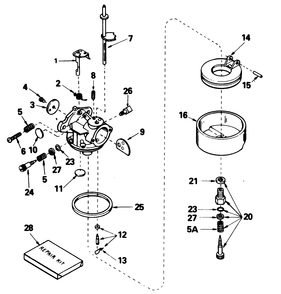 Carburetor No. 632378 Diagram and Parts List for 38035 8000001 - 8999999 Toro Snow Blower