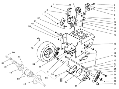 Transmission Drive Assembly Diagram and Parts List for 38590 8900001 - 8999999 Toro Snow Blower