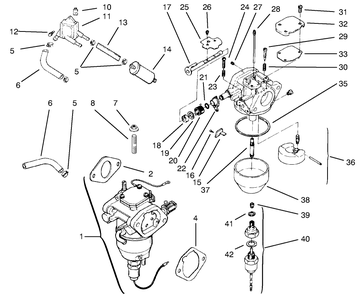 Fuel System Diagram and Parts List for 72104 7900001 - 7999999 Toro Lawn Tractor