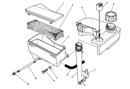 Air Cleaner & Fuel Tank Assembly (Engine No. Vmm1-5) Diagram and Parts List for 26625B 2000001 - 2999999 Toro Lawn Mower