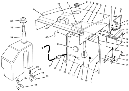 Hood, Fuel Tank & Hydraulic Reservoir Assembly Diagram and Parts List for 30611 990001 - 999999 Toro Lawn Tractor