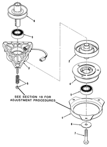 Engine Pulley & Pto Clutch Assembly Diagram and Parts List for A2-12KE02 1000001 - 1999999 Toro Lawn Tractor