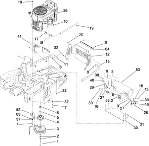 Engine, Clutch And Muffler Assembly Diagram and Parts List for 74416TE (280000001-280999999)(2008) Toro Lawn Mower