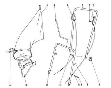 Handle Assembly Models 16000, 16111 And 16222 Diagram and Parts List for 16000 1000001 - 1999999 Toro Lawn Mower