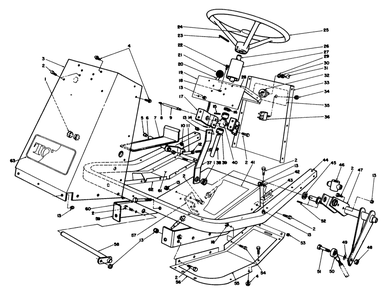 Frame & Steering Assembly Diagram and Parts List for 30754 0000001 - 0999999 Toro Lawn Tractor