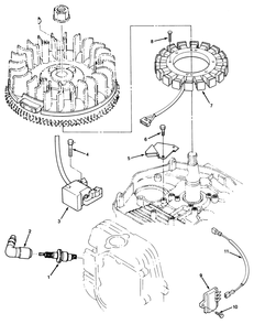 14hp Engine Ignition Assembly Diagram and Parts List for 22-14OE02 2000001 - 2999999 Toro Lawn Tractor