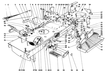 Chassis Assembly Diagram and Parts List for 55055 1000001 - 1999999 Toro Lawn Tractor