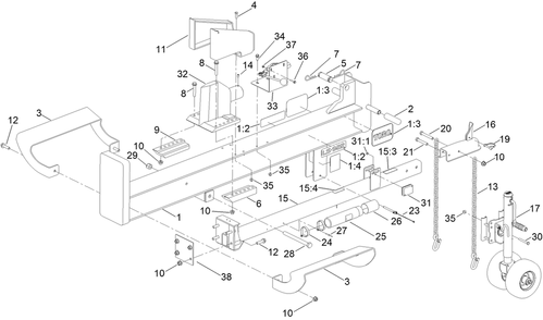 Part Location Diagram of 140-3617 Toro Dislodger Bracket Asm