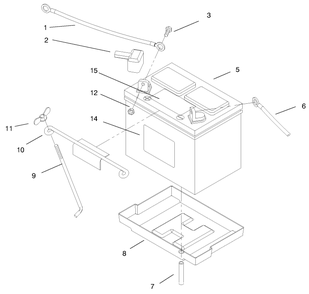 Battery Assembly Diagram and Parts List for 73423 7900001 - 7999999 Toro Lawn Tractor