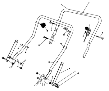 Handle Assembly Diagram and Parts List for 20215 1000001 - 1999999 Toro Lawn Mower