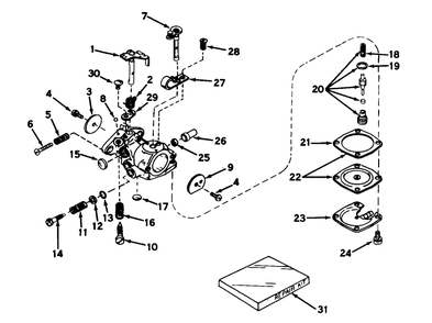 Carburetor Model No. 631394 Diagram and Parts List for 31501 8000001 - 8999999 Toro Snow Blower