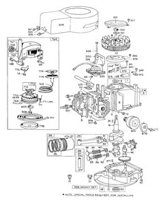 Engine Briggs & Stratton-Model 92508-0904-01 For 19" Hand Propelled Model 16073 Diagram and Parts List for 16273 4000001 - 4999999 Toro Lawn Mower