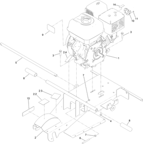 Engine And Frame Assembly Diagram and Parts List for 22615HD 402000000 - 404319999 Toro Stump Grinder