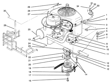 Engine And Clutch Diagram and Parts List for 30180 590001 - 599999 Toro Lawn Tractor Accessories