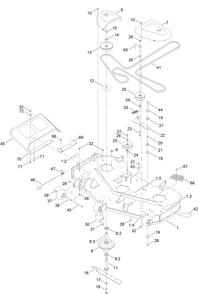 54 Inch Deck Assembly Diagram and Parts List for 75315 411600000 - 411643471 Toro Lawn Tractor