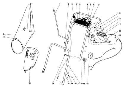 Handle Assembly Diagram and Parts List for 21172 2000001 - 2999999 Toro Lawn Mower