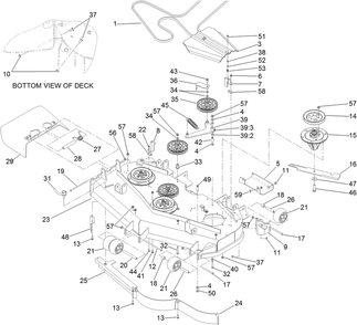 Deck Assembly Diagram and Parts List for 74264TE (313000001-313999999)(2013) Toro Lawn Mower