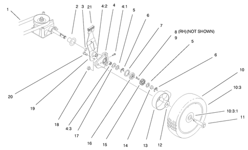 Gear Case And Wheel Assembly Diagram and Parts List for 20040 9900001 - 9999999 Toro Lawn Mower