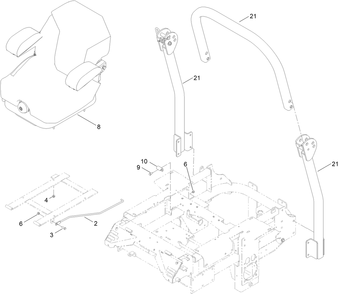 Seat And Roll-Over Protection System Assembly Diagram and Parts List for 72267 410000000-999999999 Toro Lawn Mower