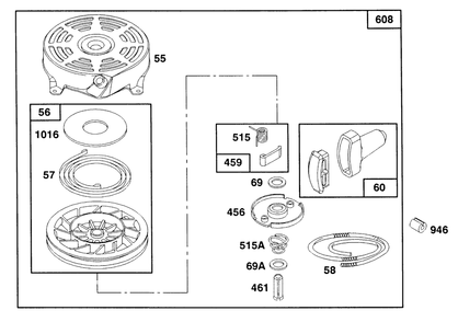 Engine Briggs & Stratton Model 124707-3185-01 Diagram and Parts List for 20322 2000001 - 2999999 Toro Lawn Mower