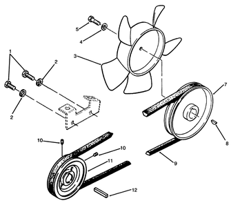 Drive Belt And Pulleys Diagram and Parts List for 73501 59002869 - 59002946 Toro Lawn Tractor