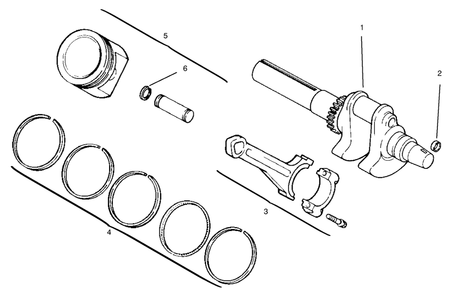 Crankshaft, Piston And Rings Diagram and Parts List for 30611 890001 - 899999 Toro Lawn Tractor
