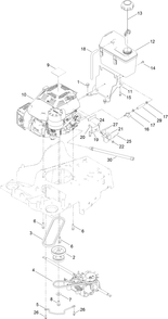 Engine And Fuel Tank Assembly Diagram and Parts List for 22225 410113486-410199999 Toro Lawn Mower