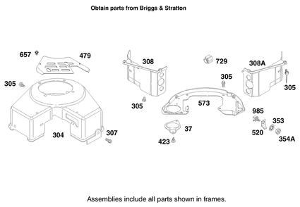 Engine Briggs & Stratton Model 303776-1188-A1 Diagram and Parts List for 30182 990001 - 999999 Toro Lawn Tractor Accessories