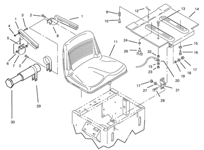 Seat Assembly Diagram and Parts List for 74101 590001 - 599999 Toro Lawn Tractor