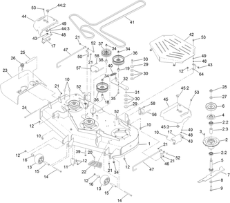 Deck Assembly Diagram and Parts List for 74453TE 404621105-999999999 Toro Lawn Tractor