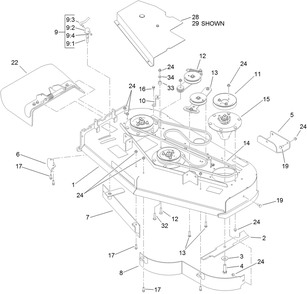 Deck Assembly Diagram and Parts List for 74568TE (311000001-311999999)(2011) Toro Lawn Mower