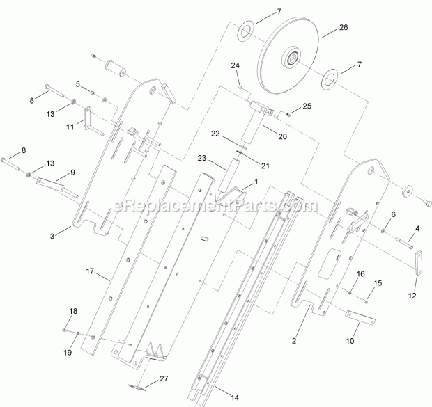 5 Foot Rock Boom Assembly Diagram and Parts List for 25457  Toro Lawn Tractor Accessories
