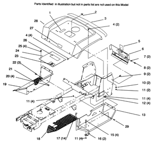 Fender And Footrest Diagram and Parts List for 72045 6900001 - 6999999 Toro Lawn Tractor