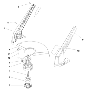 Motor & Housing Assembly Diagram and Parts List for 51306 89000001 - 89999999 Toro Trimmer
